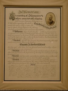 Memorial Citation for Captain Herbert Colcord of the ELIZABETH