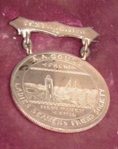 Ladies Seaman's Friend Society Medal awarded to A. A. Gould of Lincolnville, Maine