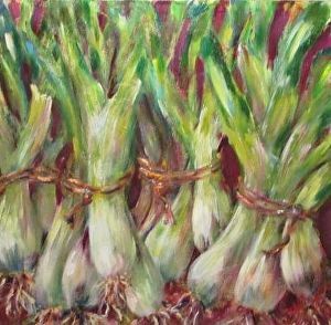 Scallions, acrylic by Susan Tobey White