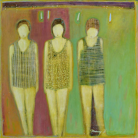 Mary Bourke, Bathers, acrylic on birch panel, 2015, 18 by 18 inches