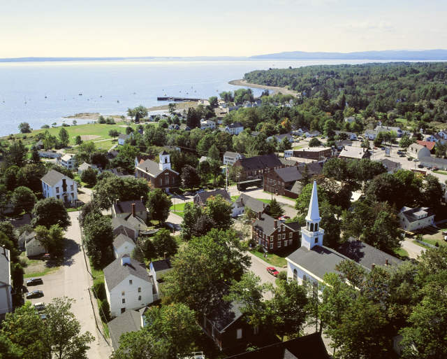 Aerial view of Penobscot Marine Museum’s 3 acres and 12 buildings.