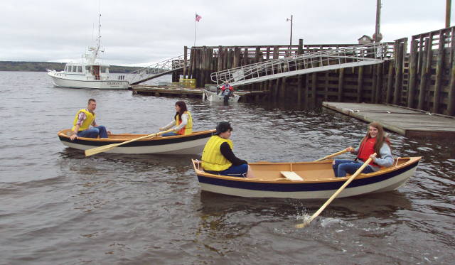 Last year’s Searsport District High School students launching their boats in May 2015