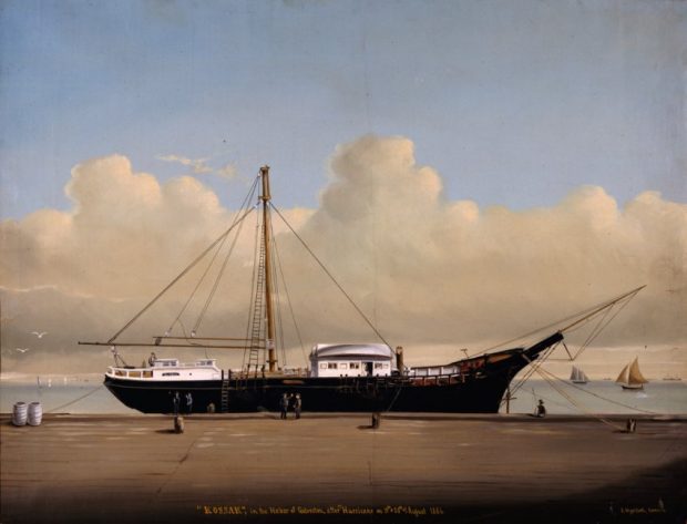  'KOSSAK', in the Harbor of Galveston after the Hurricane on the 19th and 20th of August in 1886" by Julius Stockfleth