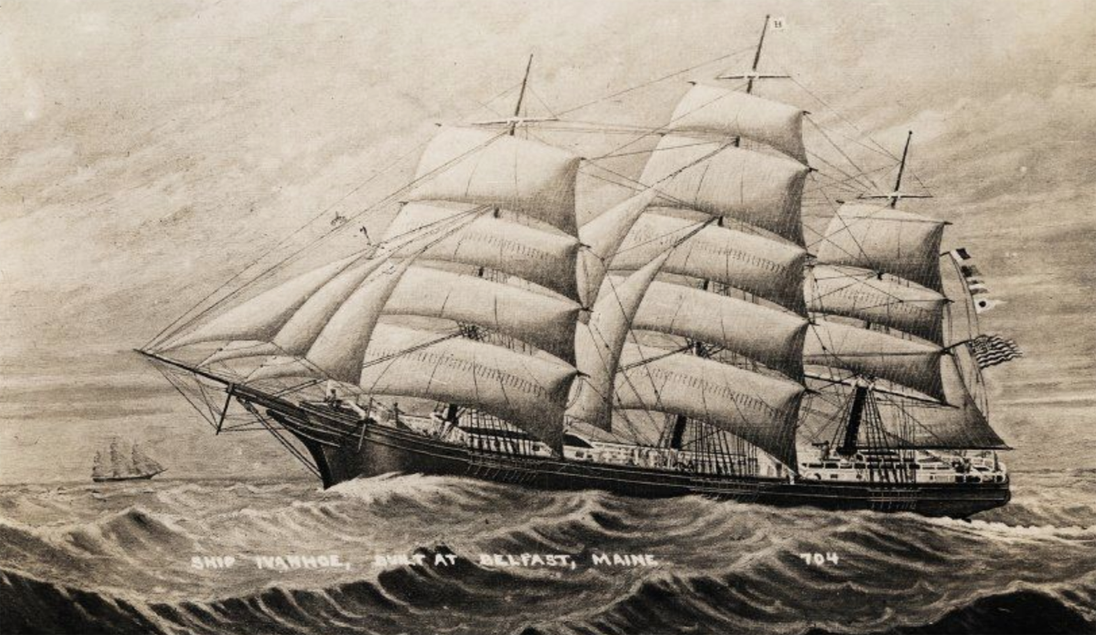photo of painting of ship IVANHOE
